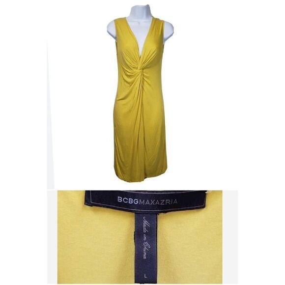 BNWT BCBGMAXAZRIA Karen Yellow Twisted Front Dress